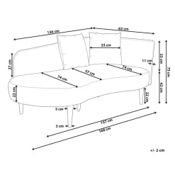 Beliani CHAUMONT - Chaise longue - Crème - Rechterzijde - Fluweel Hot