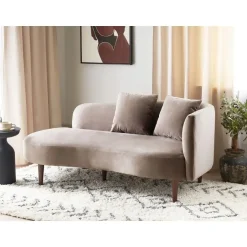 Beliani CHAUMONT - Chaise longue - Taupe - Rechterzijde - Fluweel