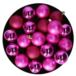 Christmas Decoration kerstballen - 20x st - 4 cm - fuchsia roze Outlet