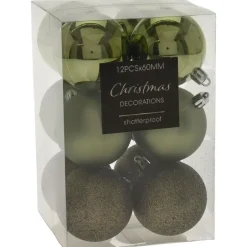 Christmas Decoration Kerstballen - 12st - kunststof - groen - 6 cm Clearance