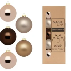 Inge-glas Christmas Goods Kerstballen - 20x stuks - bruin - glas - 6 cm Clearance