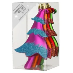 Inge-glas Christmas goods Kersthangers - 4x - sterren - gekleurd - 14.5 cm New