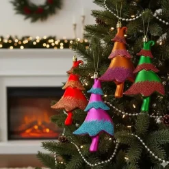 Inge-glas Christmas goods Kersthangers - 4x - sterren - gekleurd - 14.5 cm New