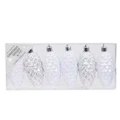 Inge-glas Christmas goods Kersthangers - 6x - dennenappels - wit - 9 cm Discount