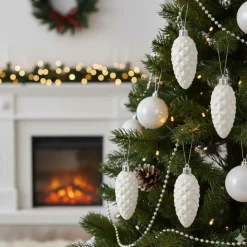 Inge-glas Christmas goods Kersthangers - 6x - dennenappels - wit - 9 cm Discount