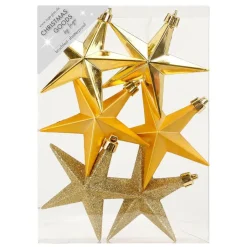 Inge-glas Christmas goods Kerstshangers - 6x - sterren - goud - 10 cm Clearance