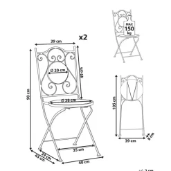 Beliani CIGLIANO - Tuinstoel set van 2 - Zwart - Metaal Clearance