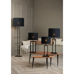 Light & Living Cilinder Lampenkap Livigno - Zwart - Ø35x25cm Hot