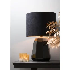 Light & Living Cilinder Lampenkap Velours - Zwart - Ø40x30cm Clearance