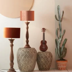 Light & Living Cilinder Lampenkap Velours - Terra - Ø30x21cm Best