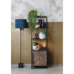 Light & Living Cilinder Lampenkap Velours - Petrol Blue - Ø40x30cm Online