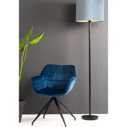 Light & Living Cilinder Lampenkap Velours - Petrol Blue - Ø40x30cm Online