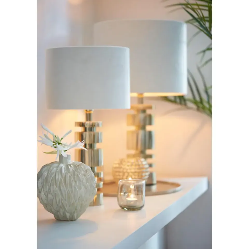 Light & Living Cilinder Lampenkap Velours - Wit - Ø30x21cm Outlet