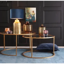 Light & Living Cilinder Lampenkap Velours - Petrol Blue - Ø35x30cm Clearance