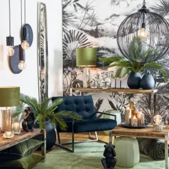 Light & Living Cilinder Lampenkap Velours - Olive Green - Ø30x21cm Sale