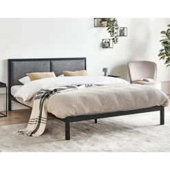 Beliani CLAMART - Tweepersoonsbed - Zwart/Grijs - 140 x 200 cm - Metaal Discount