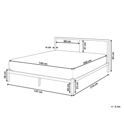 Beliani CLAMART - Tweepersoonsbed - Zwart/Grijs - 140 x 200 cm - Metaal Discount