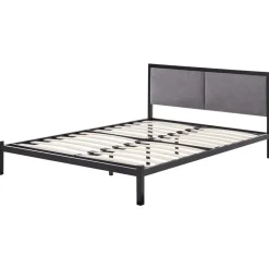 Beliani CLAMART - Tweepersoonsbed - Zwart/Grijs - 140 x 200 cm - Metaal Discount