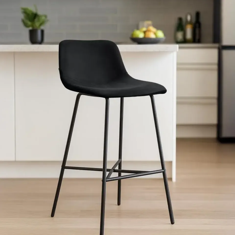 CLP Barkruk Altona zwart Frame - Fluweel - zwart Outlet