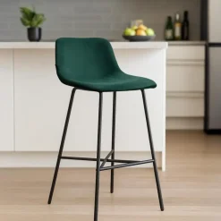 CLP Barkruk Altona zwart Frame - Fluweel - groen Online