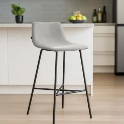 CLP Barkruk Altona zwart Frame - Stof - grijs Discount