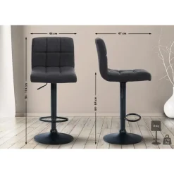 CLP Barkruk Calma zwart Frame - Stof - donkergrijs Best