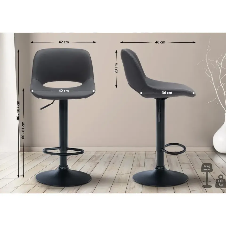 CLP Barkruk Camden Kunstleer - zwart Discount