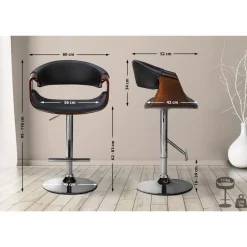 CLP Barkruk Foley chroom Frame - Kunstleer - walnoot/zwart Hot