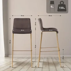 CLP Barkruk Hoover goud Frame - Fluweel - bruin