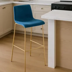 CLP Barkruk Hoover goud Frame - Fluweel - blauw