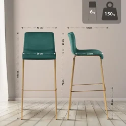 CLP Barkruk Hoover goud Frame - Fluweel - groen Discount