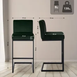 CLP Barkruk Hopewell zwart Frame - Fluweel - groen Discount