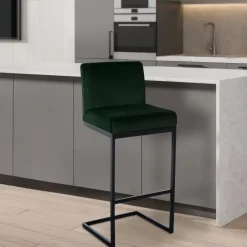 CLP Barkruk Hopewell zwart Frame - Fluweel - groen Discount