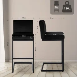 CLP Barkruk Hopewell zwart Frame - Fluweel - zwart Outlet