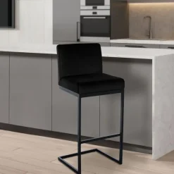 CLP Barkruk Hopewell zwart Frame - Fluweel - zwart Outlet