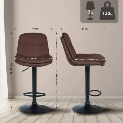 CLP Barkruk Laurel zwart Frame - Stof - bruin Hot