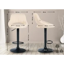 CLP Barkruk Milet zwart Frame - Stof - creme New