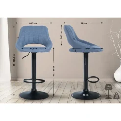 CLP Barkruk Milet zwart Frame - Stof - blauw Sale