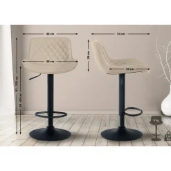 CLP Barkruk Minosa zwart Frame - Kunstleer - creme Best