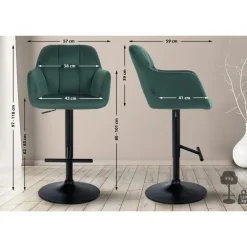 CLP Barkruk Natoma zwart Frame - Fluweel - groen Hot