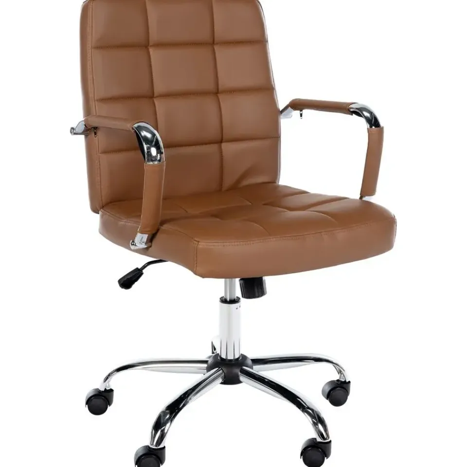 CLP Bureaustoel Ashland chroom Frame - Kunstleer - licht bruin Online