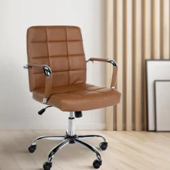 CLP Bureaustoel Ashland chroom Frame - Kunstleer - licht bruin Online