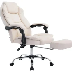 CLP Bureaustoel Castle chroom Frame - Kunstleer - creme Clearance