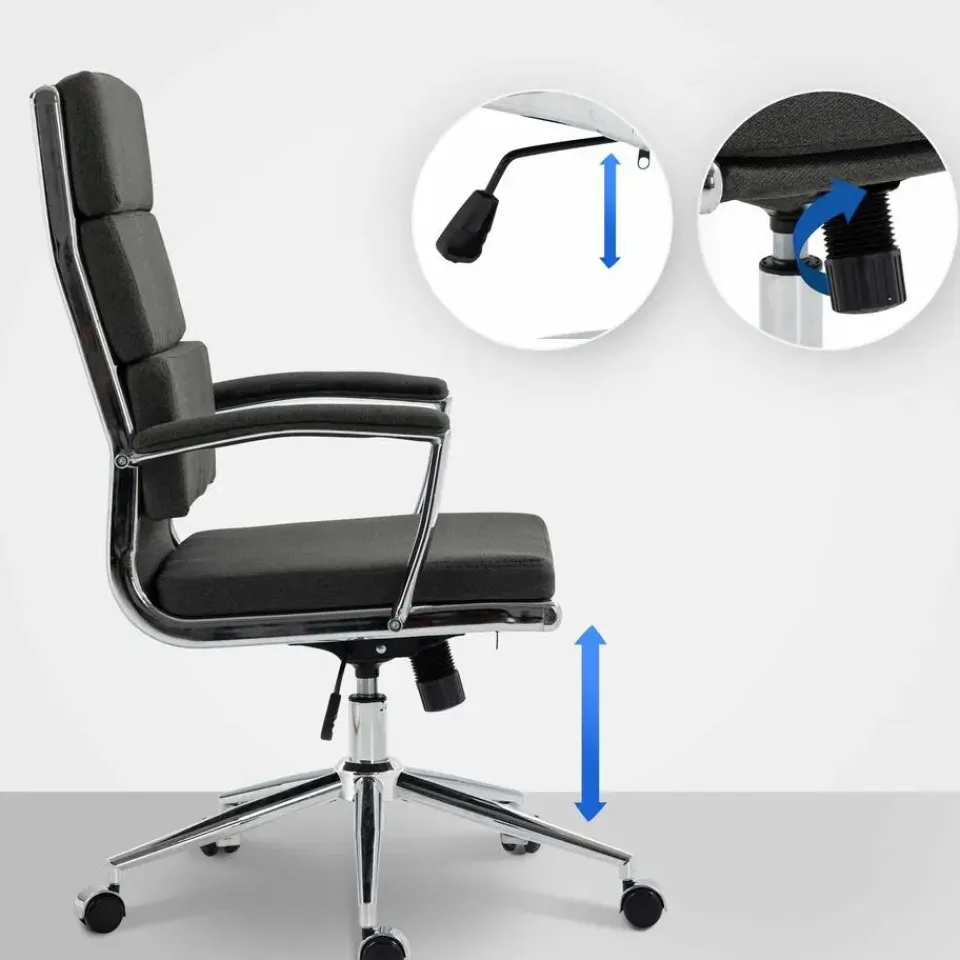 CLP Bureaustoel Cleveland chroom Frame - Stof - donkergrijs