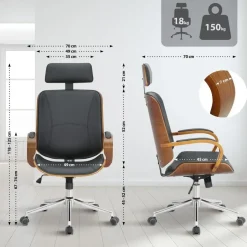 CLP Bureaustoel Dayton walnoot Frame - Kunstleer - walnoot/zwart Best