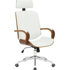 CLP Bureaustoel Dayton walnoot Frame - Kunstleer - walnoot/wit