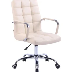 CLP Bureaustoel Deli chroom Frame - Kunstleer - creme Best