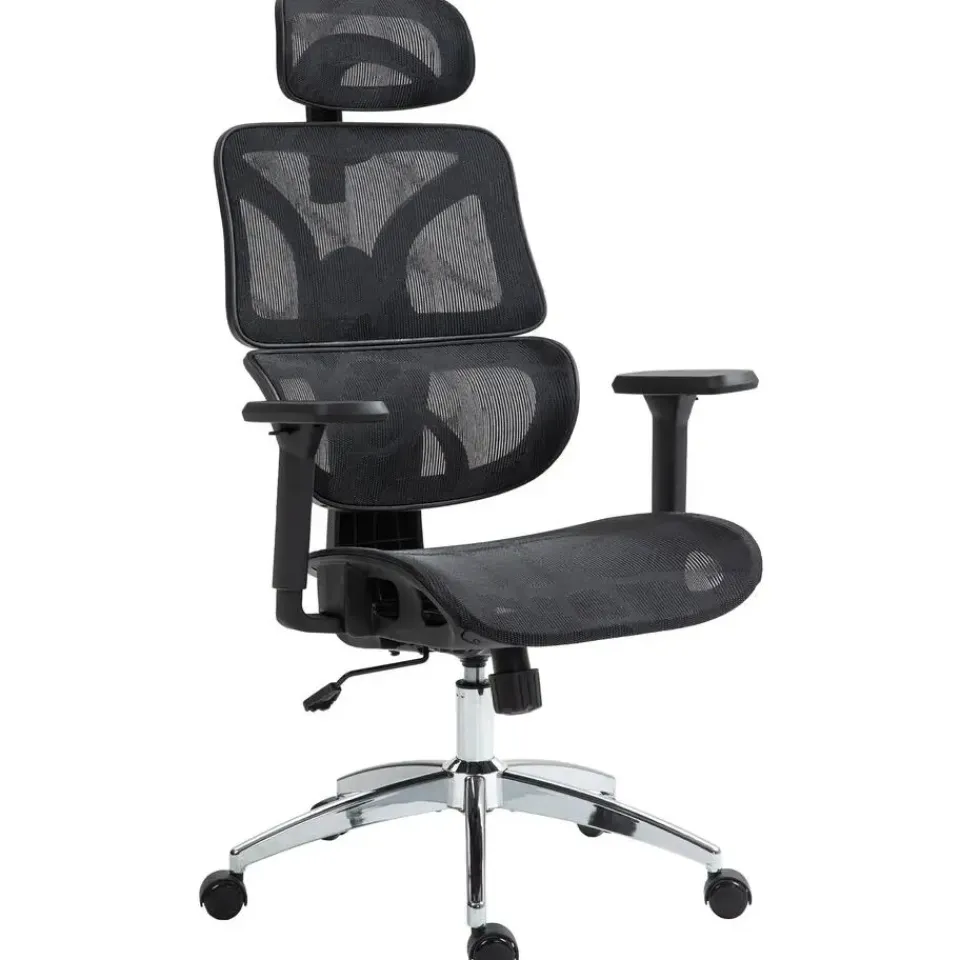 CLP Bureaustoel Deshler chroom Frame - Netweefsel - zwart Discount