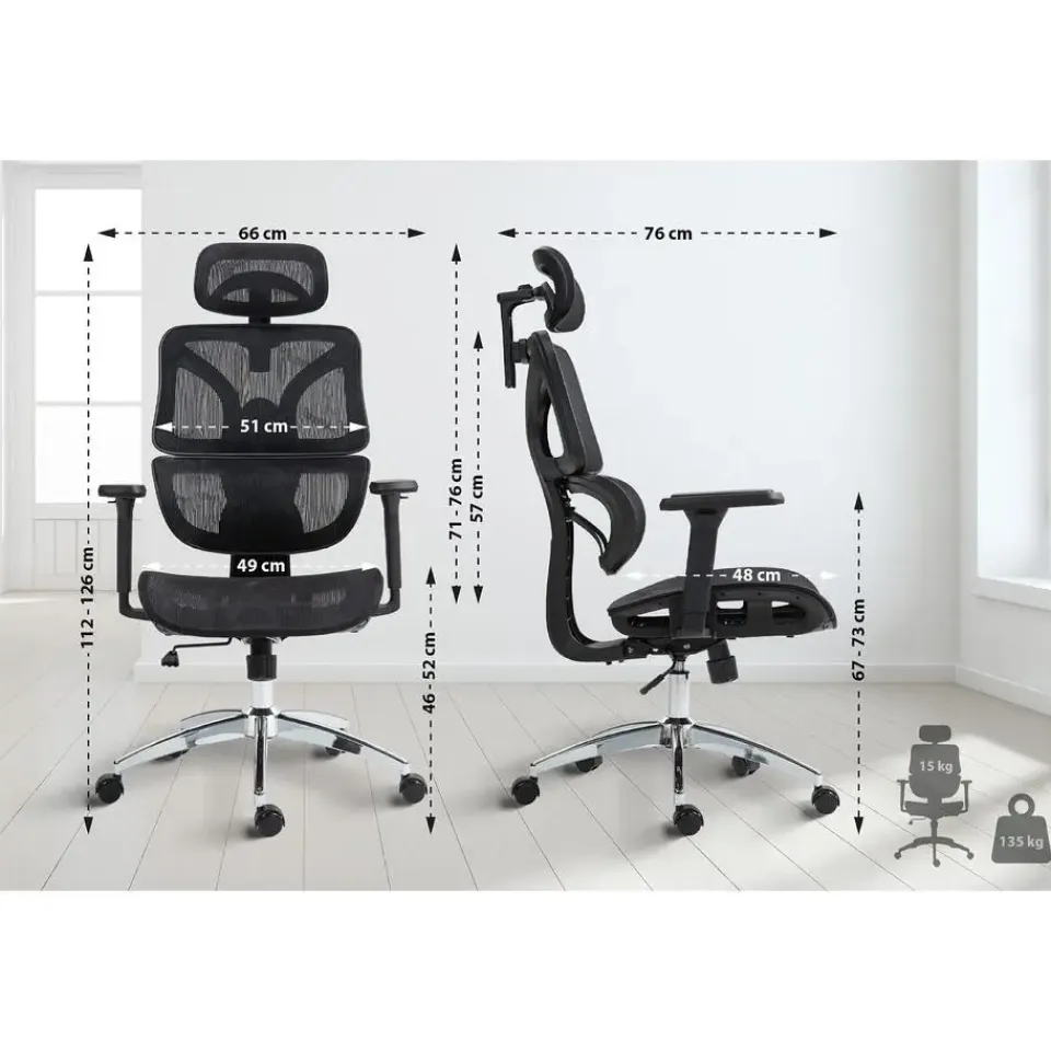 CLP Bureaustoel Deshler chroom Frame - Netweefsel - zwart Discount