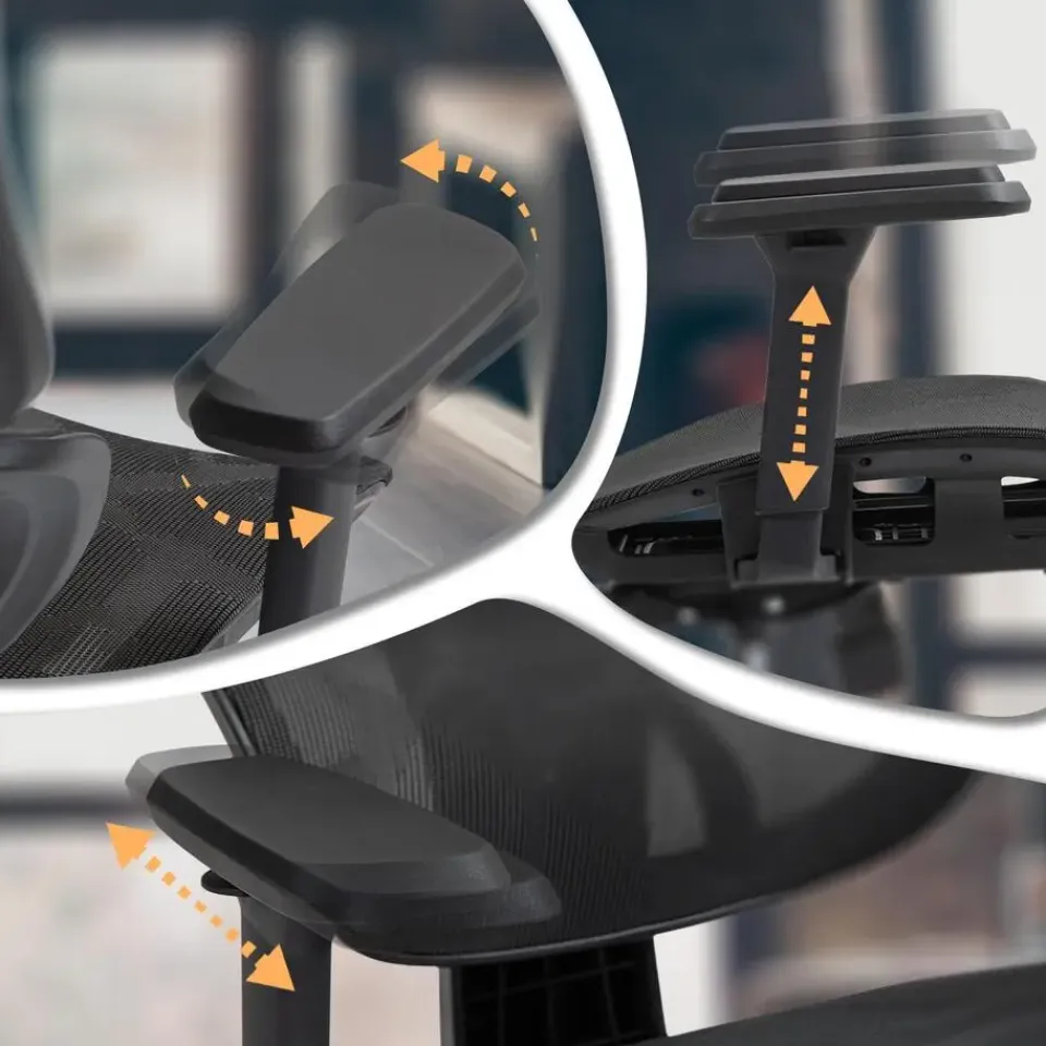 CLP Bureaustoel Deshler chroom Frame - Netweefsel - zwart Discount